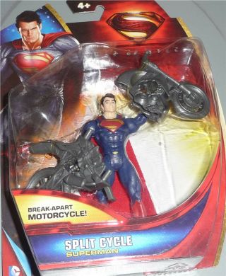 Man Of Steel Superman Split Cycle 3.  75 " Action Figure Dc Comics Mattel Dmg Pkg