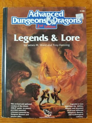 Legends And Lore Dungeons And Dragons Hc Tsr D&d 2nd Edition