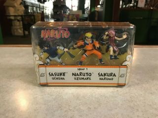 Mattel 2002 Naruto Squad 1 Sasuke Uchiha Uzumaki Sakura Haruno 3 Pack Nip