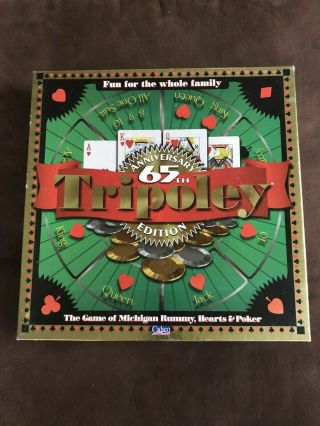 Tripoley 65th Anniversary Edition Game /1997 Cadaco /rotating Tray/cards/chips