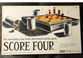 1971 Score Four 3 - Dimensional Family Strategy Game By Lakeside 8325 Complete