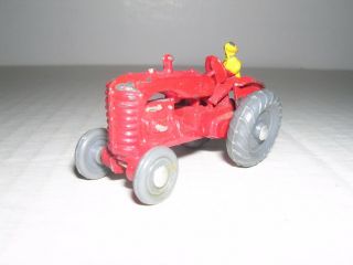Matchbox 4 - A Massey - Harris Tractor W/driver Red & Tan W/gray Metal Wheels