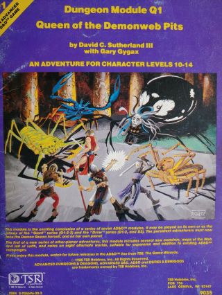 Q1 Queen Of The Demonweb Pits Dungeons & Dragons Ad&d Tsr 9035 - 6 Module