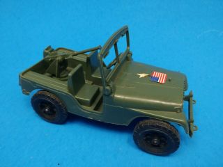 Vintage 739 Processed Plastic Co.  Army Military Jeep With Gun Willy Green
