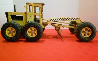 Vintage 1970s Yellow 17 " Long Pressed Steel Mighty Tonka Usa Road Grader Mr - 970