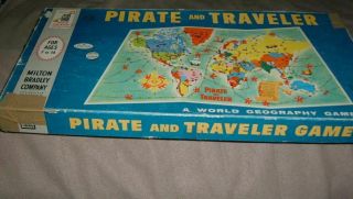 Vintage Pirate And Traveler Board Game Milton Bradley 1960 Complete
