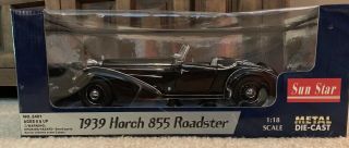 1939 Horch 855 Roadster Black 1/18 Diecast Model Car Sunstar 2401