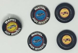 Mattel Hot Wheels Buttons - 1960s - 1970s - Set Of 5