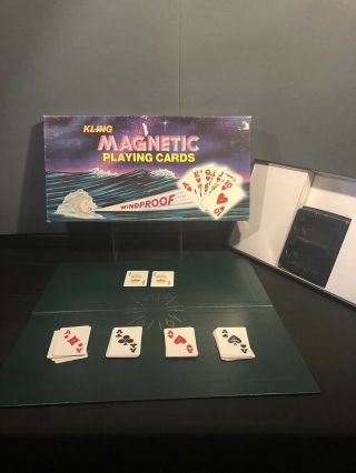 Vintage Kling Magnetic Playing Cards & Game Board Windproof Made Usa