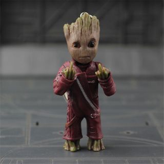 Guardians Of The Galaxy Vol.  2 Baby Groot Middle Finger Keychain Pvc Figure Toy