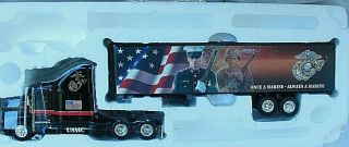 Ertl Marines " Honor " Usmc Die - Cast 1/64 Semi - Truck Tractor Trailer Kenworth T600