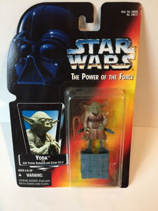 Hasbro Star Wars Potf 3.  75 " Yoda Action Figure Red Card