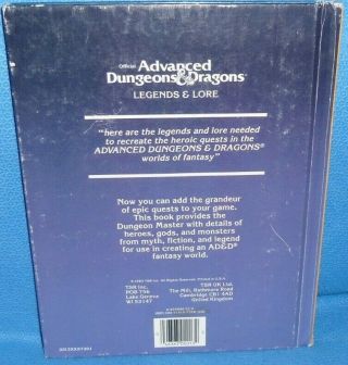 AD&D 1st Ed.  Legends & Lore - TSR HC Dungeons & Dragons Gods & Myth Book 2