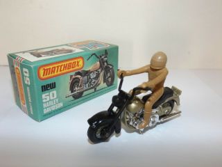 Matchbox S/f No.  50 - D Harley Davidson Motorcycle Light Tan With Driver