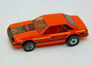 Hot Wheels 1979 Turbo Mustang Cobra Orange,  Hong Kong,  Metal Base