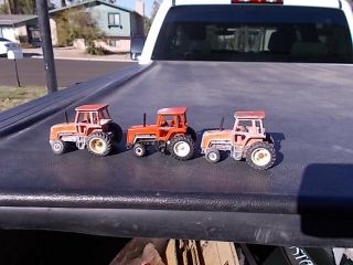 3 Played With Vintage Ertl Allis Chalmers 8070 1/64th Farm Toy Tractors 2 Rough