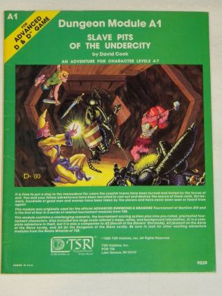 Advanced Dungeons & Dragons Module A1 9039 Slave Pits Of The Undercity Ad&d