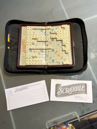Scrabble Game Folio Edition In Travel Zippered Case Portable Tiles English