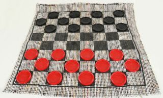 3 In 1 Giant Checkers & Tic Tac Toe Reversible Rug Game For Kids & Adults