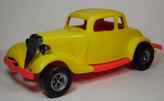 Vintage Durant Plastics 1934 Ford Victoria Yellow & Red Hot Rod Plastic Car Toy