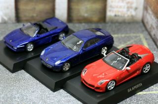Kyosho 1/64 Ferrari Sa Aperta,  348 Spider,  612 Scaglietti 3 Cars