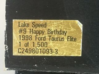 1998 Action Elite 9 Lake Speed 1/24 Scale Nascar W/Coin - Happy Birthday 1/1500 5