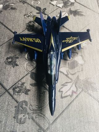 Blue Angels Us Navy Die - Cast Plane Airplane 9.  25 " Pull Back Toy Fighter Jet