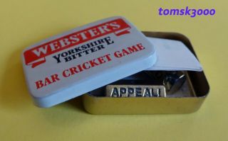 1970s Webster ' s Yorkshire Bitter BAR CRICKET Game aka Owzthat Enamel Tin in VGC 2