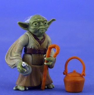 Star Wars Potf Loose Very Rare Flashback Yoda With Boiling Pot & Cane.  C - 10,