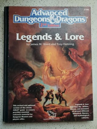 Tsr Dnd 2nd Edition Legends And Lore Dungeons And Dragons Hardcover