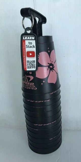 Wssa Official Cups Speed Stacks Pink Black Set Of 12 Cups Quick Release Carrier