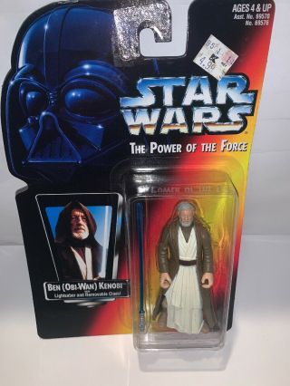 1995 Star Wars Potf Orange Card - Obi - Wan Kenobi Action Figure.