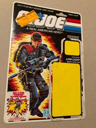 Gi Joe Arah Low - Light Full Uncut File Card / 1985 Hasbro