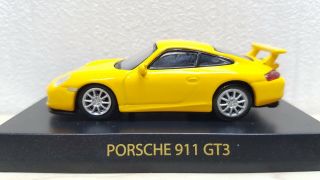 1/64 Kyosho Porsche 911 Gt3 Yellow Diecast Car Model
