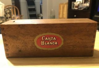 28 Vintage Carta Blanca Dominos Set In Wood Box Dovetail Corners Mexico Marked
