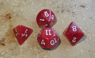 Chessex - Marbelized - Red - D12 / D10 / D8 / D4 - Set Of 4 - Dice - Oop