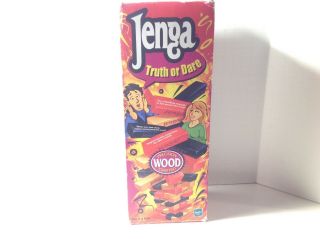 Jenga Truth Or Dare Wood Block Game Hasbro 2000 Complete For Adults