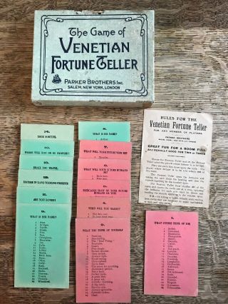 Vintage The Game Of Venetian Fortune Teller Parker Brothers 1900s