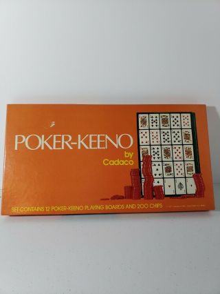 Poker - Keeno Vintage Pokeno 12 Board Set Complete W/chips Vintage 1977 By Cadaco