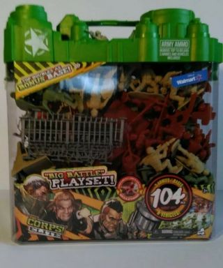 The Corps Elite Toy Soldiers 104 Pc Plastic Tub With Bonus Base Create Battles