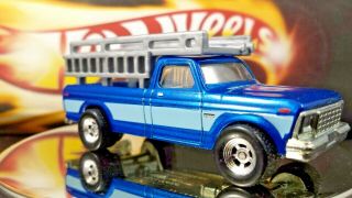Hot Wheels Truck Ford F - 250 Blue Real Riders Metal Base Blue Highly Detailed