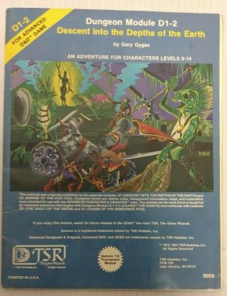 1981 D1 2 9059 Descent Into Depths Of Earth Module Advanced Dungeons Dragons Vtg