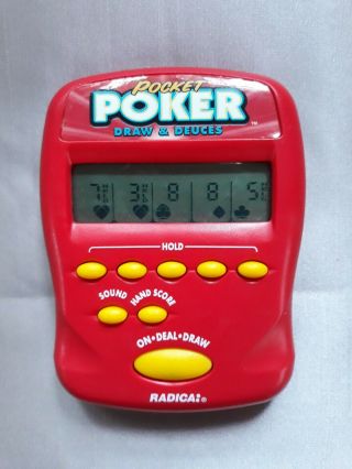 Radica Pocket Poker Draw And Deuces Electronic Handheld Game 1997 (c)