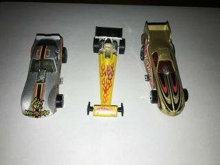 3 Hot Wheels Dragsters Gold 1977 - Inferno Redline 1975 - Mongoose 1977 1/64