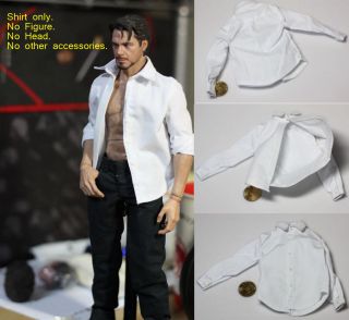 White Shirt Long Sleeve Clothes Model For 1/6 Scale Male Action Figure Doll Toy