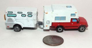 Small Micro Machine Plastic Pickup Truck Camper With A Horse Trailer