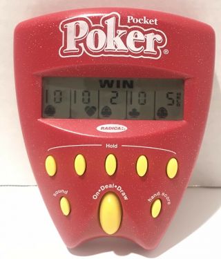 2002 Radica Pocket Poker Draw & Deuces Wild 2 In 1 Red Handheld Electronic Game