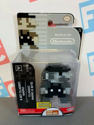 Jakks 2.  5 " World Of Nintendo World 1 - 2 8 Bit Classic Mario Figure B & W