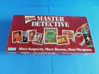 " Clue " Master Detective Board Game " Parker Bros,  1988,  More Suspects,  Rooms,  Weapons