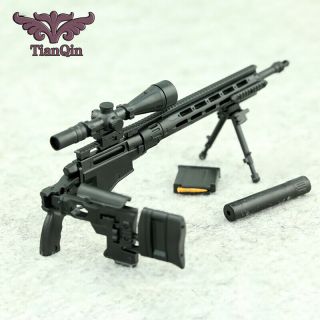 1/6 Plastic Remington Msr Rifle Gun Weapon Model Diy Toy For 12 " Soldier Figure